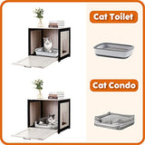 DWANTON Cat Litter Box Furniture Hidden, Cat Litter Box Enclosure, Reversible Entrance Can Be on Left or Right Side, Indoor Cat Box Cabinet, Wooden Cat Washroom, End Table, Nightstand, Beige Dwanton