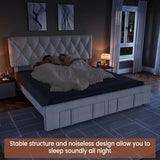Garvee King Size Bed Frame, Upholstered Platform Bed Frame with Storage Drawers, Mattress Foundation with Solid Wooden Slats Support, No Box Spring Needed, Beige Garvee