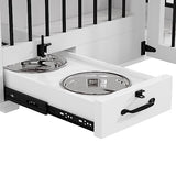 DAWNSPACES Furniture Style Large Dog Crate for 2 Dogs, 86.6" Heavy Duty Wooden Dog Kennel with Dog Bowl Drawers & Divider, Indoor Furniture Style Dog Kennel for Large Medium Dogs, White DAWNSPACES