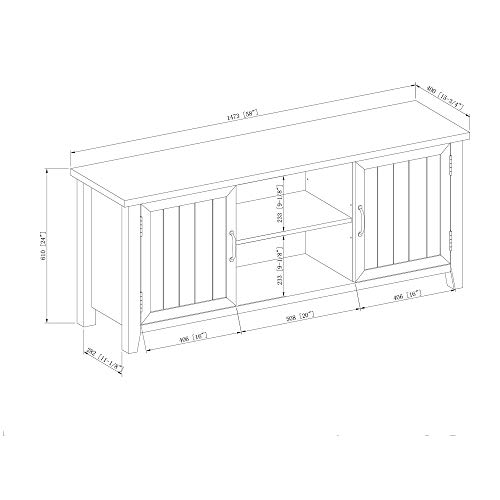 Walker Edison Buren Classic Grooved Door TV Stand for TVs up to 65 Inches, 58 Inch, Solid White - WoodArtSupply