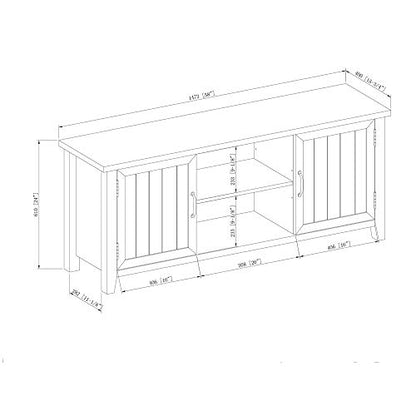 Walker Edison Buren Classic Grooved Door TV Stand for TVs up to 65 Inches, 58 Inch, Solid White - WoodArtSupply