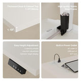 ModernMate 67" L Shaped Standing Desk with Drawers and File Cabinet, AC/USB, 1.18" Desktop, Height Adjustable Wood Desk, Electric Desk with Multiple Functions for Home and Office, White Rattan ModernMate