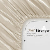 NSGZ 3 Pcs Satin Fitted Sheet and Pillowcase Set, King Silky Bottom Bedsheet Fit up to 15 Inch Deep Pocket Mattress, Taupe Soft Satin Bedding Includes 1 Fitted Sheet and 2 Pillowcases NSGZ