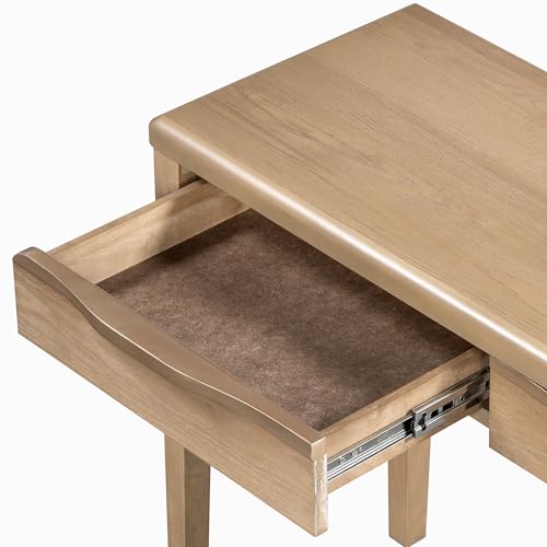 Merax 59.84'' Elegant Console Table with Oak Veneer,Light Luxury Entryway Table with 3 Drawers,Farmhouse Sofa Table with Soft-Corner Design,Suitable for Living Room, Foyer and Hallway, Natural Merax