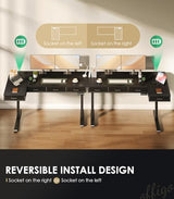 OffiGo 63 Inch L Shaped Electric Standing Desk with Drawers, Height Adjustable Large Desk with Power Outlets, Sit Stand Table, Writing Computer Desk for Home, Office, Workstation, Black OffiGo