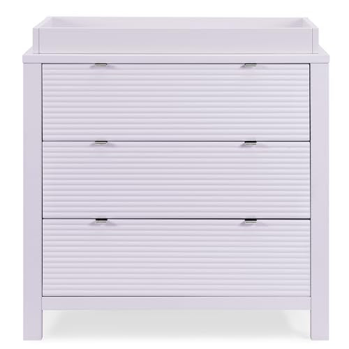 Delta Children Cassie 3 Drawer Dresser with Changing Top and Interlocking Drawers, Lilac Delta Children