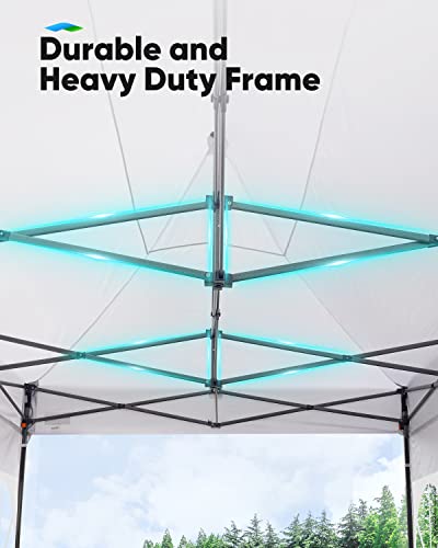 Quictent 10x20 Pop up Canopy with Sidewalls, Heavy Duty Enclosed Instant Canopy Tents for Parties and Wedding, Higher Top to Speed up Water, Bonus Weight Bags, White