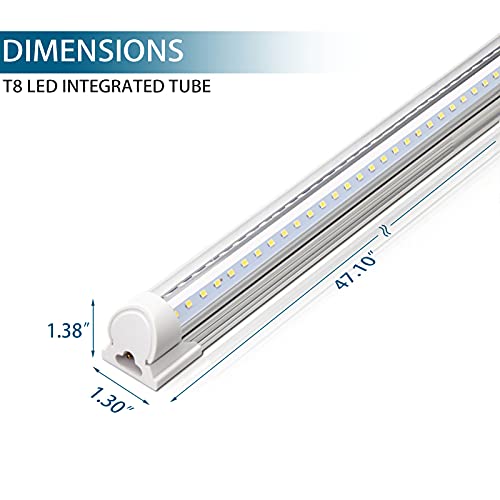 Barrina LED Shop Light, 4FT 40W 5000LM 5000K Daylight White, V Shape, Clear Cover, Linkable with Plug, T8 LED Tube Lights, ETL Listed, 10 Packs - WoodArtSupply