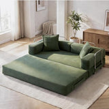 GRUSIGN 78 Inch Convertible Sofa Bed, 5-in-1 Futon Sofa Bed Pull Out Couch, Boneless Couch Bed for Living Room, Corduroy Boneless Couches for Bedroom, Apartment, No Assembly Sleeper Sofa Bed, Green GRUSIGN