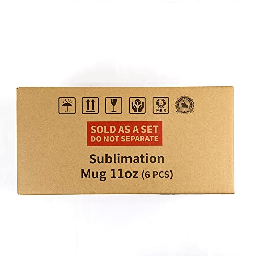 MR.R Sublimation Blanks Dishwasher Ceramic Coffee Mugs with Black Color Mug Inner and Handle Drinking Cup Mug For Milk Tea Cola Water,11oz, Set of 6 MR.R