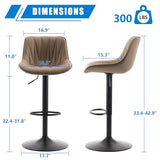 YOUNIKE Bar Stools Set of 2 for Kitchen Island, Khaki Swivel Tall Barstools, Adjustable Bar Stool with Back, Faux Leather Padded Bar Chairs, Modern Counter Height Stools with 300LBS Support YOUNIKE