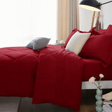 CozyLux King Size Comforter Set Dark Red - 7 Pieces Bed in a Bag King, Luxury Soft Bed Set for All Seasons, Bedding Set with Down Alternative Comforter, Sheets, Pillowcases & Shams