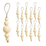 Sage in Thyme Boho Christmas Tree Ornaments Rustic Wooden Beads Natural Modern Minimalist Xmas Decorative for Home Decor Christmas Tree Bohemian Holiday Set of 12 (Wood Natural) sage in thyme
