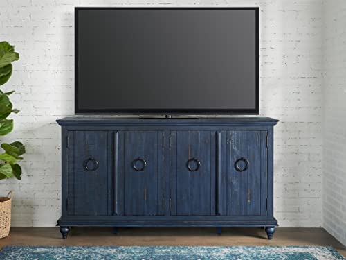 Martin Svensson Home Garden District Rustic Blue Solid Wood 65" TV Stand - WoodArtSupply