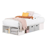 South Shore Flexible Platform Bed with baskets Pure White, Contemporary South Shore