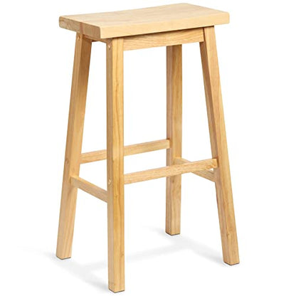 PJ Wood Classic 29-inch Natural Saddle-Seat Bar Stool - WoodArtSupply