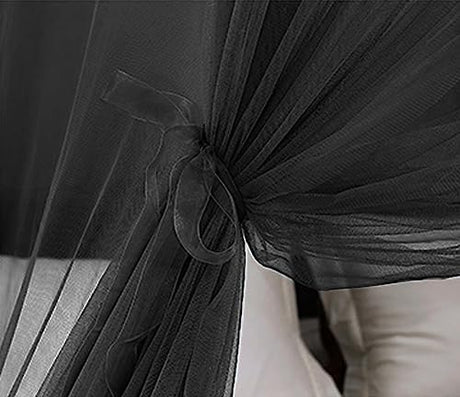 Kertnic Mosquito Net Bed Canopy for Girls, Princess Canopy Bed Curtain Fine Sheer Mesh Dome Bed Canopies, Kids & Adults Lace Tent for Twin Full Queen King Bed (Black) Kertnic