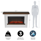 Real Flame Bernice 67" Landscape Electric Fireplace with Mantel for Living Room or Bedroom, Replaceable Fireplace Insert Heater, Realistic Log and Flame Effect, Remote Control (White) Real Flame