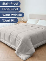 Queen Size, Light Gray Alternative Down Comforter - Warm, Lightweight & Breathable Hotel Quality Bedding for Men, Women, Kids & Teens - All Season Oversized Cooling Microfiber Duvet Insert Comforter CGK Unlimited