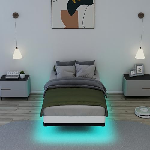 HusDream Floating Bed Frame Queen with Smart LED Lights and Charging Station (10 Inch, Twin) HusDream