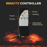 HOMCOM 27" Electric Fireplace Insert, Retro Recessed Fireplace Heater with Realistic Log Flame, Remote Control, and Adjustable Brightness, 1400W, Black HOMCOM