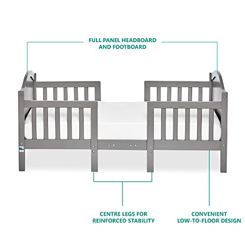 Dream On Me Portland 3 In 1 Convertible Toddler Bed in Steel Grey, Greenguard Gold Certified, JPMA Certified, Low To Floor Design, Non-Toxic Finish, Pinewood Browell