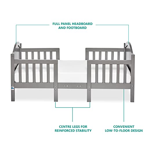 Dream On Me Portland 3 In 1 Convertible Toddler Bed in Steel Grey, Greenguard Gold Certified, JPMA Certified, Low To Floor Design, Non-Toxic Finish, Pinewood - WoodArtSupply