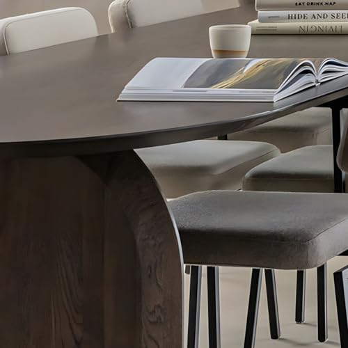 LAKIQ Oval Solid Wood Dining Table Farmhouse Wooden Meeting Room Conference Table Rectangle Office Writing Desk - Table Only - Without Chairs (Natural, 63" L x 31.5" W x 29.5" H) LAKIQ