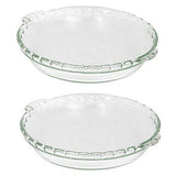 Pyrex Bundle - 2 Items: Bakeware 9-1/2-Inch Scalloped Clear Glass Pie Plates Pyrex