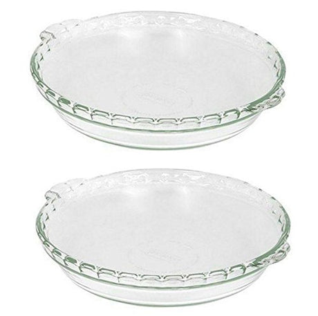 Pyrex Bundle - 2 Items: Bakeware 9-1/2-Inch Scalloped Clear Glass Pie Plates Pyrex
