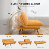 Pipishell Futon Sofa Bed, Modern 66" Futon Couch Convertible to Bed & Lounger, Compact Size, Corduroy Loveseat, Durable Construction - Fits Small Spaces, Apartments,Study Room (Yellow, 66 Inch) Pipishell