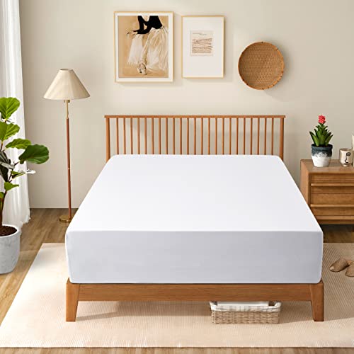 Manyshofu King Extra Deep Pocket Fitted Sheet Only - 1800 Thread Count Hotel Deep Fitted Sheet Up to 24 Inches Mattress, Pure White Bottom Sheet 18-24 Inch Microfiber Deep King Mattress Sheets Manyshofu