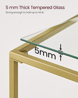VASAGLE 39.4 Inch Console Sofa Table, Modern Entryway Table, Tempered Glass Table, Metal Frame, 2 Shelves, Adjustable Feet, for Living Room, Hallway, Gold Color ULGT025A01 VASAGLE