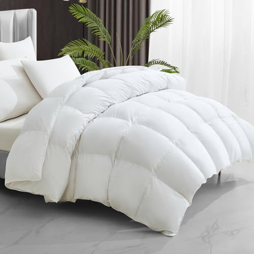 Maple&Stone Twin Feather Down Comforter All Season White Down Duvet Insert Ultra Soft 100% Cotton Cover Fluffy Twin Comforter 68 x 90 Inches Maple&Stone