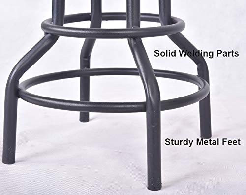 Diwhy Industrial Vintage Bar Stool,Kitchen Counter Height Adjustable Screw Stool,Swivel Bar Stool,Metal Wood Stool,27 Inch,Fully Welded Set of 2