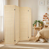 4 Panel Bamboo Room Divider, 5.6 FT Folding Privacy Screen, Bamboo Panel Divider Screen for Room Separation, Freestanding Partition for Home, Office, Bedroom (Beige) ZFFURN