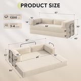 WLIVE 87'' Futon Sofa Bed, Convertible Sleeper Sofa, Folding Pull Out Couch Boneless Mattress with Fixed Frame, Corduroy, Beige WLIVE