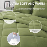 Love's cabin Twin Comforter Set Olive Green, 5 Pieces Twin Bed in a Bag, All Season Bedding Sets with 1 Comforter, 1 Flat Sheet, 1 Fitted Sheet, 1 Pillowcase and 1 Pillow Sham Love's cabin