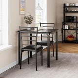 ELETHEBIA Dining Table Set for 2 Person Seat,Table with 2 Upholstered Chairs - Spacious Square Rounded Corner Top, Perfect for Apartment Living Room, Dining Room, Study, and Kitchen Workspace (Black) ELETHEBIA