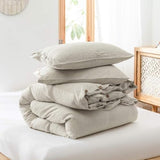 Simple&Opulence 100% Linen Duvet Cover Set, 3 Pieces Belgian Flax Breathable Bedding, 1 Comforter Cover+2 Pillowshams with Coconut Button Closure(Queen,Linen) Simple&Opulence