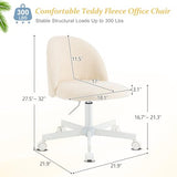 VINGLI Candy Chair Armless Cute Desk Chair,Comfy Small Office Chair with Wheels,Vanity Chair Lumbar Support,Teddy Adjustable Rolling Swivel Computer Task Chair for Home Office,Bedroom,Creamy Beige VINGLI