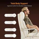 OKUP® M76 Recline Office Chair with Footrest, 160° Infinite Reclining 10" Thick Executive Desk Chair, 420lb Heavy Duty Big and Tall, Adjustable Seat Depth, Cream OKUP
