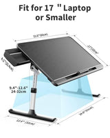 SAIJI Laptop Bed Tray Table, Adjustable PVC Leather Laptop Bed Table, Portable Standing Desk with Storage Drawer, Foldable Lap Tablet Table for Sofa Couch Floor (Dark Black) SAIJI
