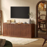 Evermagin 67" Fluted Walnut Buffet Cabinet Sideboard with Storage, Large Credenza with 6 Doors, Wood Mid Century Modern Sideboard for Kitchen and Living Room (67" W*31.5" H*15.7" D) Evermagin