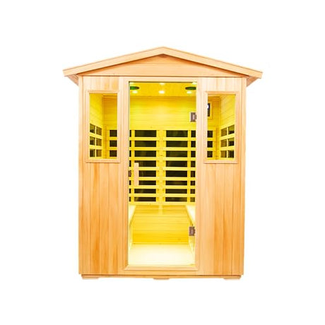 Tulib Outdoor Sauna, 4 Person Far Infrared Sauna for Home, Basswood, 2050W, Bluetooth Speakers, LED Reading Lamp, Chromotherapy Lamp, for Indoor and Outdoor Sauna Tulib