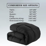 DOWNCOOL Comforters Full Size, Duvet Insert,Black All Season Duvet, Lightweight Quilt, Down Alternative Hotel Comforter with Corner Tabs (Black, Full 82x86 Inches) DOWNCOOL