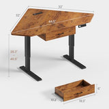SEDETA Corner Electric Standing Desk, 32'' Small Height Adjustable Computer Desk with Drawer for Gaming, Small Space, Stand up Home Office Writing Desk, Rustic Brown SEDETA