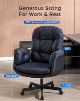 LukkDys Executive Office Chair, Big & Tall 400 lbs Capacity, Wide Seat, PU Leather, 5-Gear Lay-Flat Armrests (90°–180°) for Cross-Legged Comfort, 90–115° Recline, High Back Desk Chair, Black LukkDys