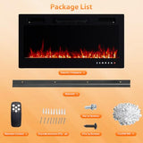 ROVSUN 36 Inch Electric Fireplace with Remote, 1500W Wall Mounted & Recessed Fireplace with Timer, 12 Flame Color, 5 Brightness, Crystal Set ROVSUN