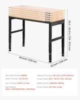 VEVOR Adjustable Workbench, 48 x 20-inch Heavy Duty Work Bench with 28.5-38.3 Inches Height Adjustment, 2000 lbs Capacity Garage Workbench with Power Outlets, Suitable for Office, Garage, Workshop VEVOR